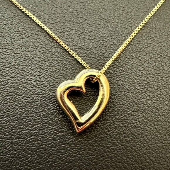 Vintage Danecraft Open Heart Necklace - 24K Gold Over Sterling Silver - Picture 1 of 4